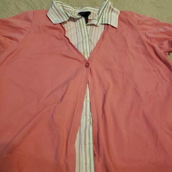 Lane Bryant Mixed Media Short Sleeve Top - Picture 2 of 7